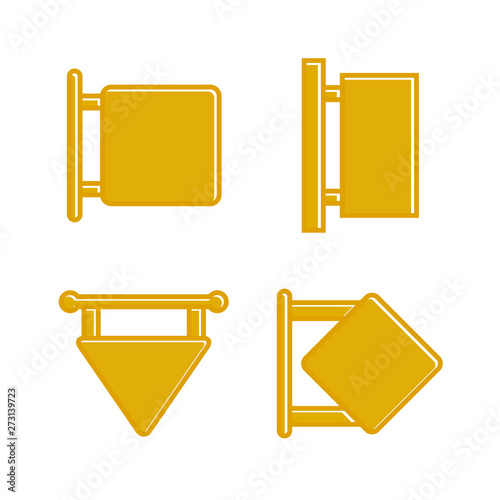 yellow wooden signpost and signage icons