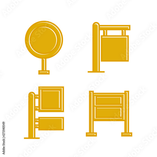 yellow wooden signpost and signage icons