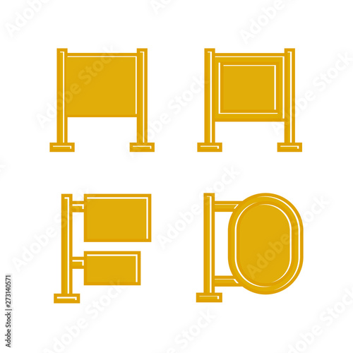 yellow wooden signpost and signage icons