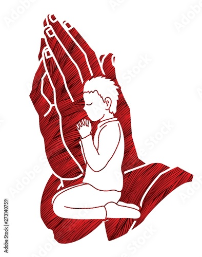 A Child praying to God ,A Little boy Prayer cartoon graphic vector