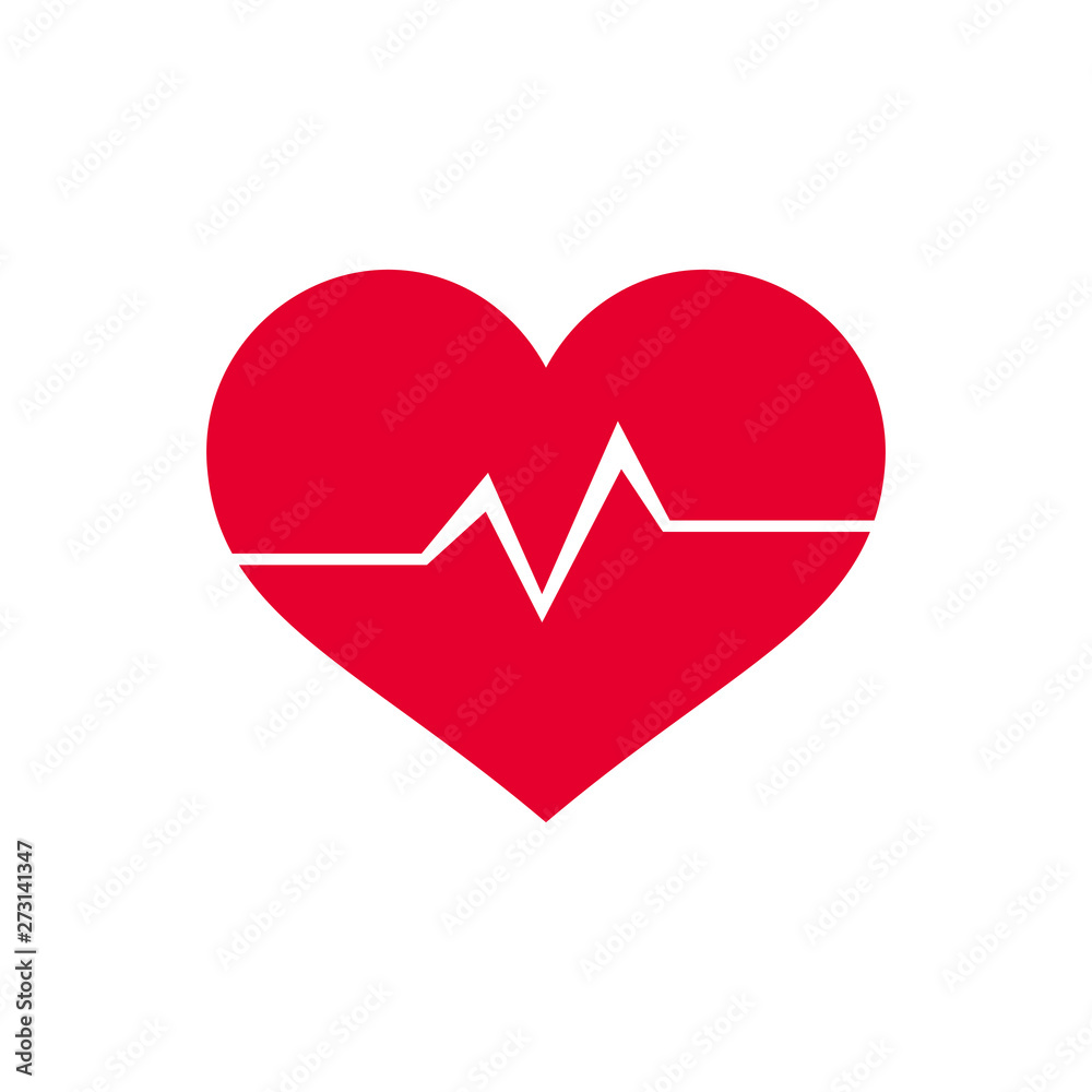 Red heart with mountain like a pulse. Love mountains logo or icon. Vector illustration isolated on white background. Red heart with mountain like a pulse. Love mountains logo or icon. Vector illustration isolated on white background.