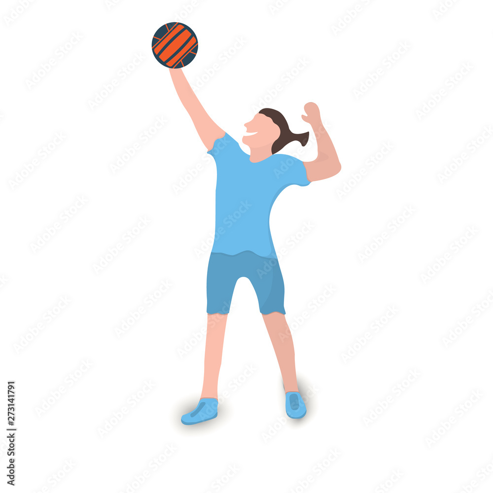Volleyball player icon. Sport label on white Background. Character Cartoon style. Vector Illustration Volleyball player icon. Sport label on white Background. Character Cartoon style. Vector Illustration