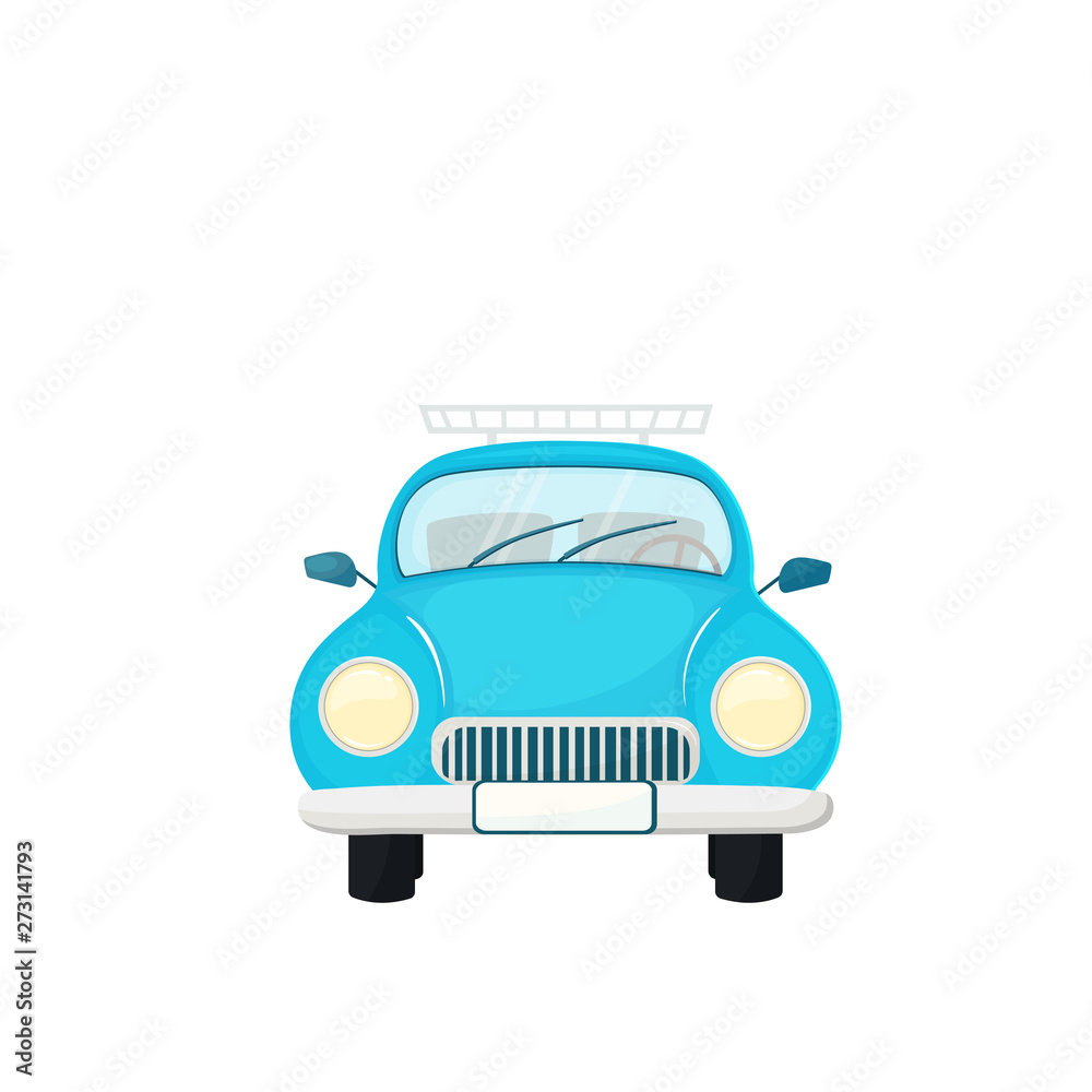 Old blue retro car vector isolated on white background