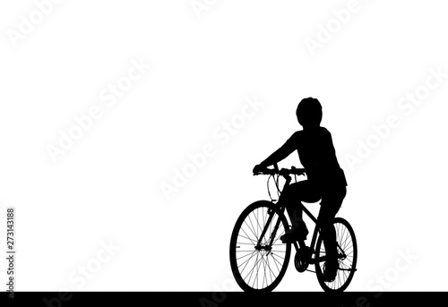 Fototapeta Naklejka Na Ścianę i Meble -  silhouette  cyclists bicycle riders on white background.