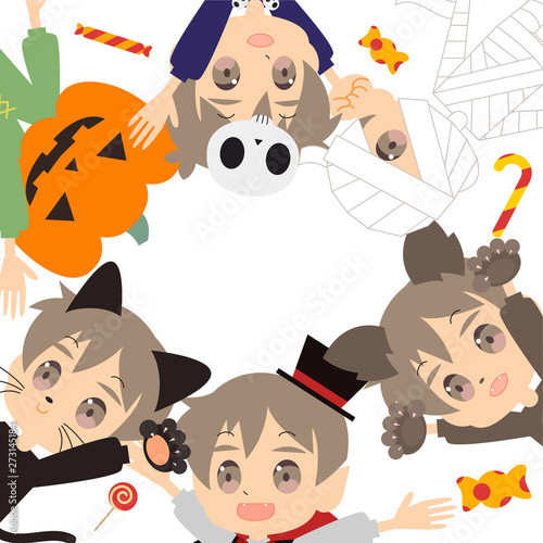 仮装した子供たちのハロウィン背景