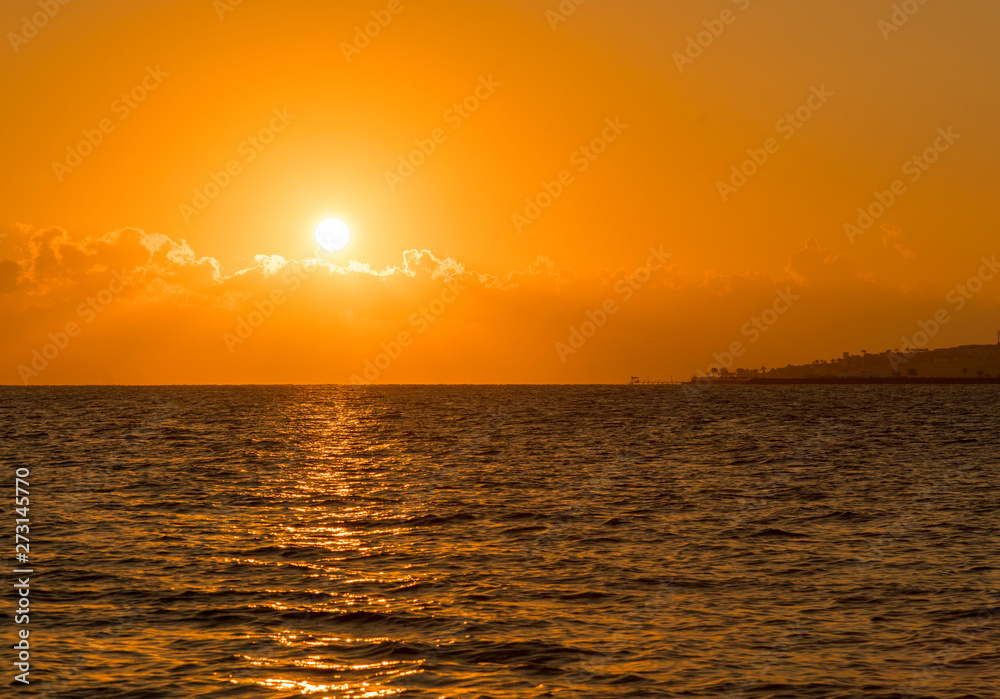 Colorful dawn over the sea, Sunset. Beautiful magic sunset over the sea