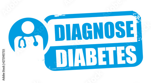 Diagnose Diabetes mellitus - Stempel mit Text und Symbol