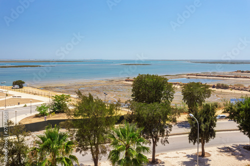 View of the Ria Formosa Marine Park in the Portuguese town of Olhao.