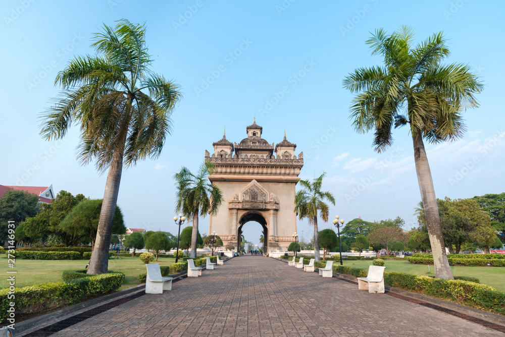 Beautiful architecture Patuxay(Victory Gate) in Vientiane, Laos