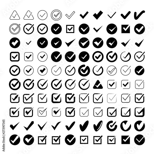 big collection check mark icons vector