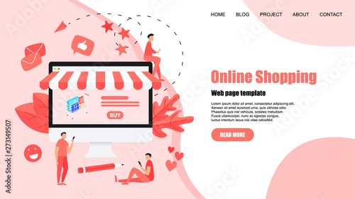 concept  buying online store. Website landing web page template 