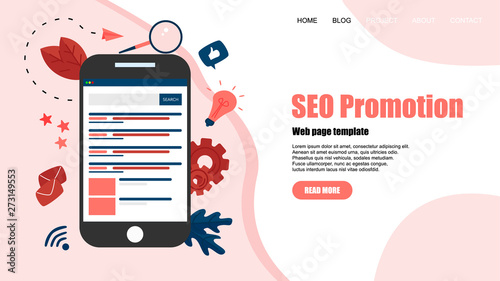 Web template. Search engine result pag vector, Page showing search results of a query, web search concept on smartphone	