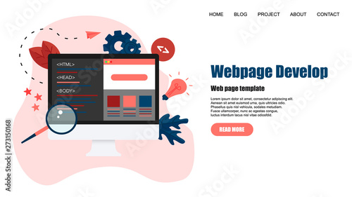 Webpage Template. Creative webpage development and web design concept	