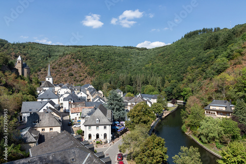 Aerial view village Esch-sur-Sure in Luxembourg photo