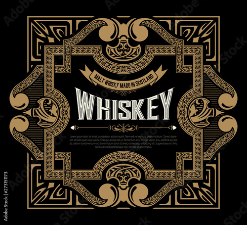 Whiskey label for packing. Vector layered