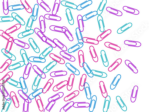 Stationary paperclips isolated on white background