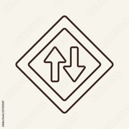Movement in both directions line icon. Warning, transport, safety. Road traffic concept. Vector illustration can be used for topics like road safety, travelling, traffic photo
