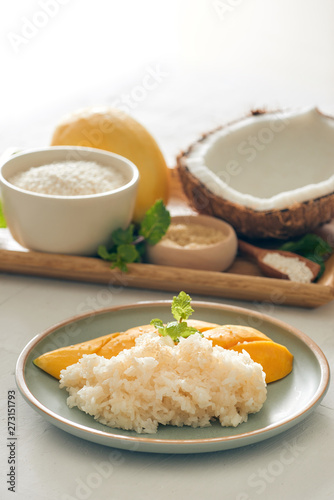 Thai food, Mango with Sticky Rice with all ingredients