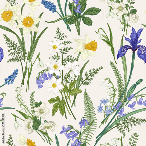  Vintage seamless floral pattern.