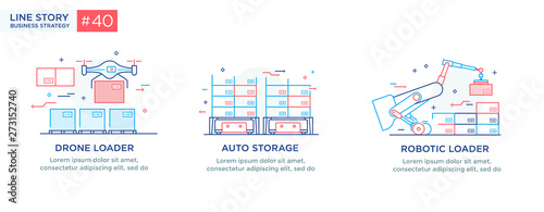 Set of illustrations concept with businessmen. technology, partnership, connection, business robot, cybes. linear illustration Icons infographics. Landing page site print poster. Line story