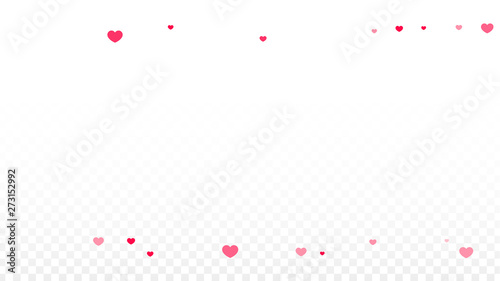 Hearts Confetti Falling Background. St. Valentine's Day pattern. Romantic Scattered Hearts Design Element. Love. Sweet Moment. Gift. Cute Element of Design for Sales or Celebration.