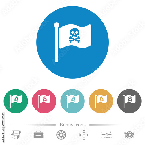 Pirate flag flat round icons
