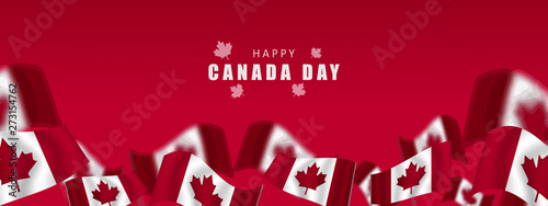Canada day Vector Illustration, realistic rippling canadian flag - Vektor