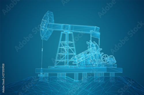 oil derrick. vector 3d object. mining of minerals.