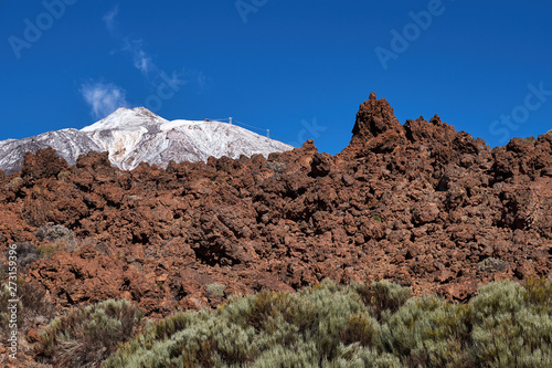 View of Teide Volcano and beautiful landscape in Teide National Park, Tenerife.