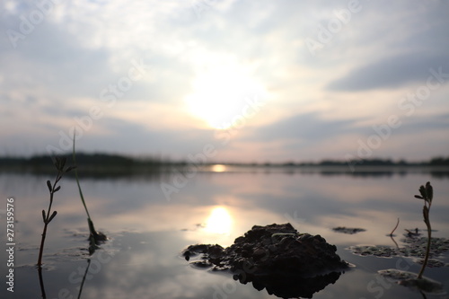 sunset on lake