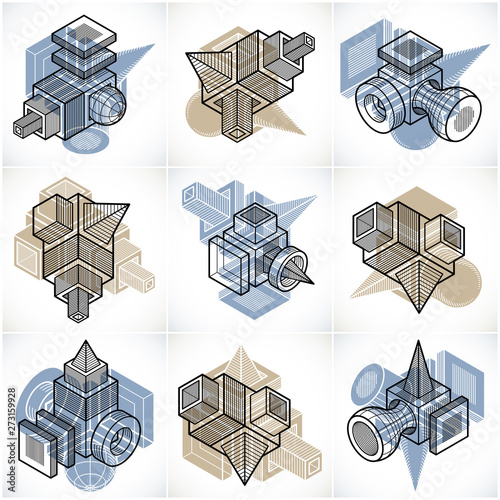 Abstract construction isometric designs collection, vector set.