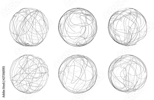 abstract vector sphere of lines and curves. set