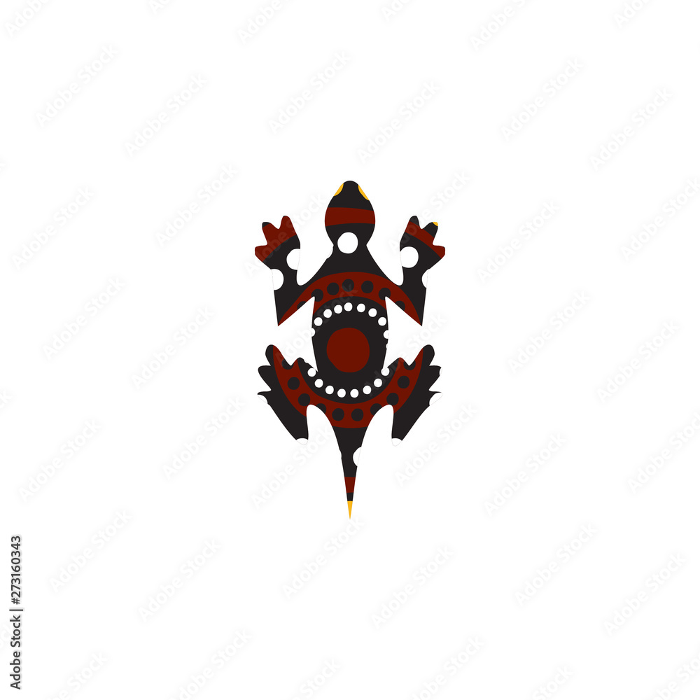 Fototapeta premium Lizard aboriginal art dots painting icon logo design vector template