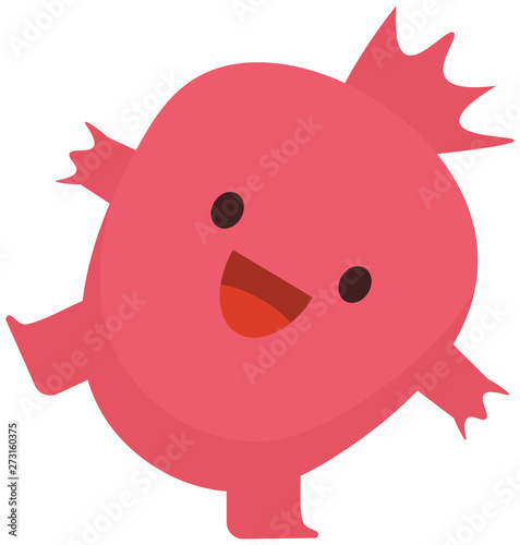 Print cartoon doodle summer color set citrus fruit flat garnet monster happy