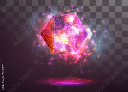 vector crystal. power and energy of the elements. blue, violet, neon glow.