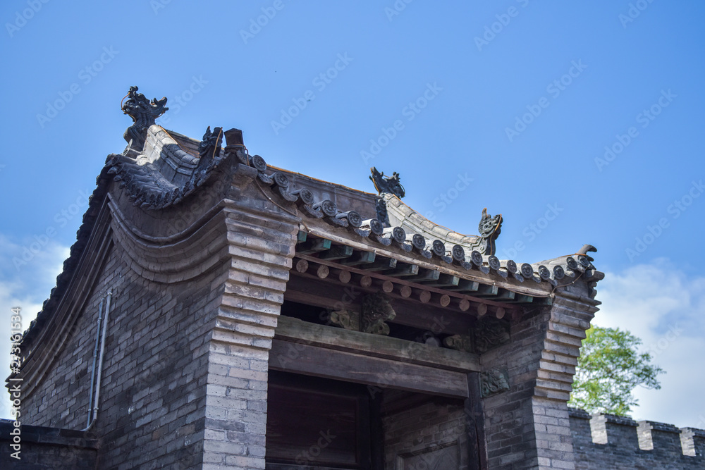 A Partial Close-up of Ancient Chinese Architectural Gateway, Pingyao Ancient City, Shanxi Province, China