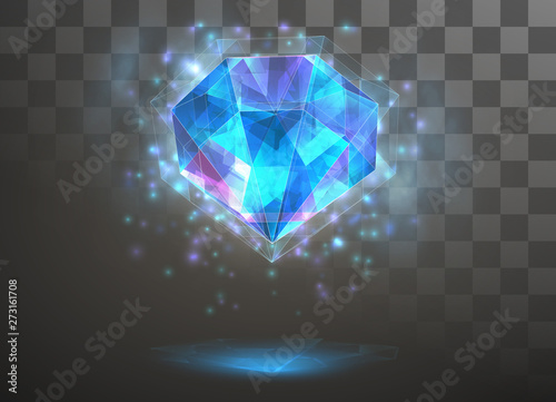 vector crystal. power and energy of the elements. blue, violet, neon glow.