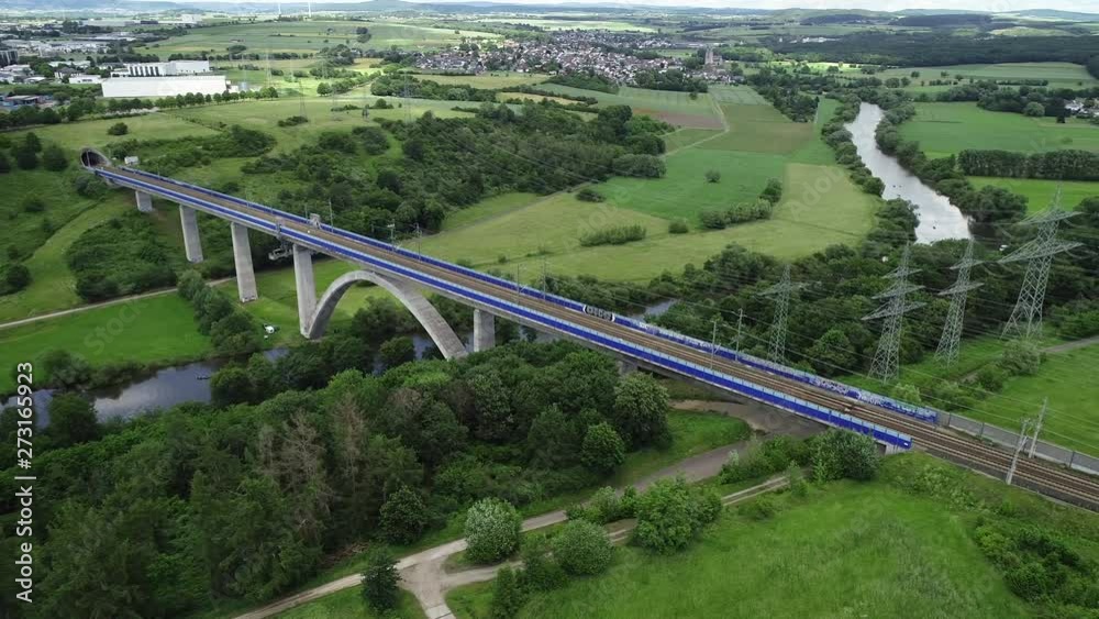 Aerial view of a railway bridge over Lahntal, Germany Aerial view of a railway bridge over Lahntal, Germany