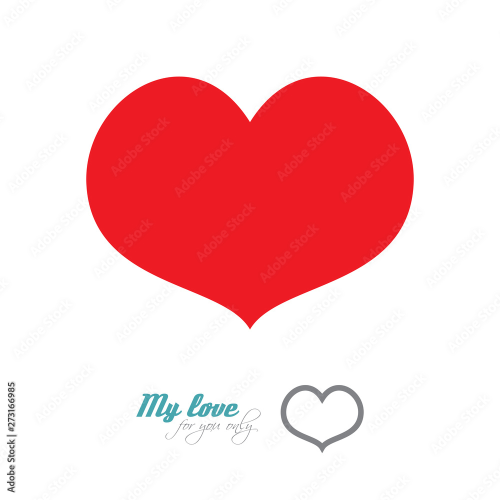 Red and black vector hearts and text My love for you only. Set of two vector models and lettering. Flat design Red and black vector hearts and text My love for you only. Set of two vector models and lettering. Flat design