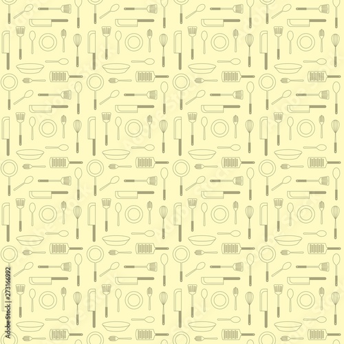 Kitchen cook toolset seamless pattern