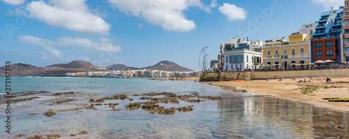 View of the beach Playa Las Canteras, Las Palmas de Gran Canaria, Spain.