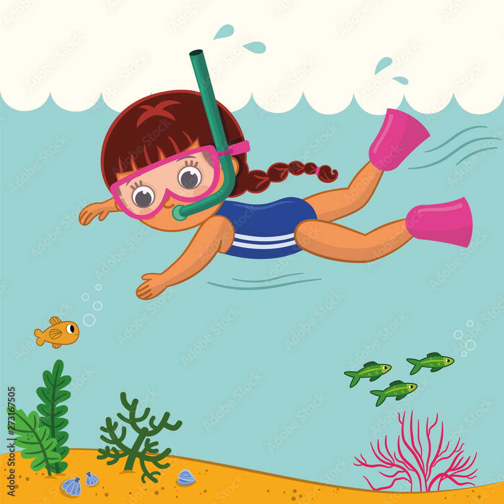 Cartoon Rashy Swimming Swimming Cartoon Girl