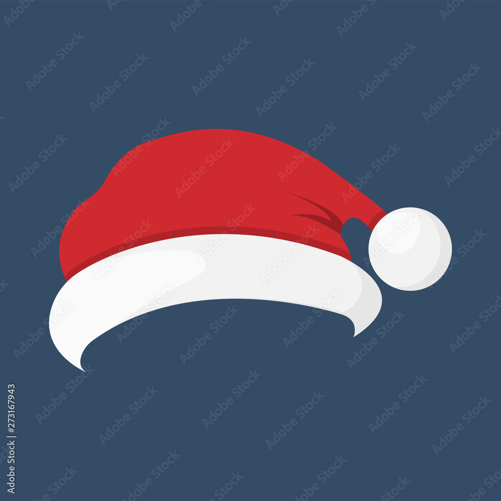 Santa Claus hat on the dark blue background, vector illustration