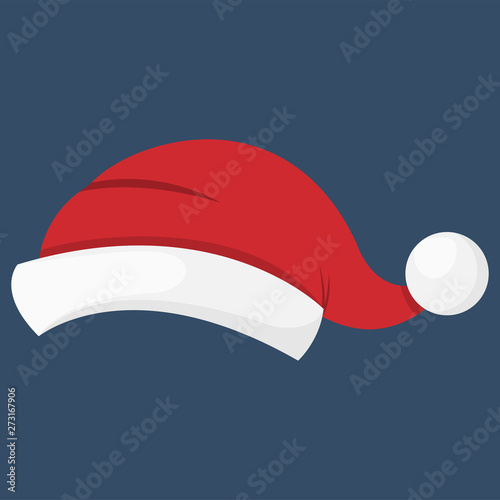 Santa Claus hat on the dark blue background, vector illustration