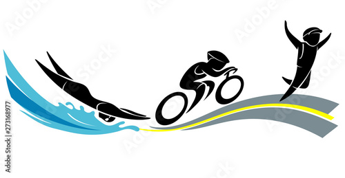 Triathlon Figure Symbol, Sport Event Print
