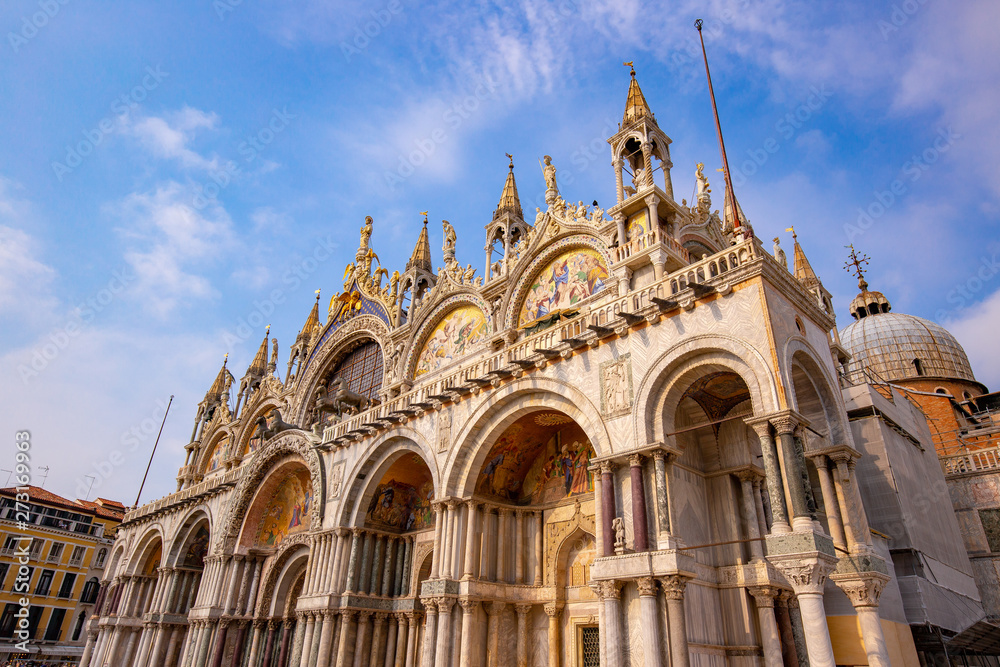 facade of Saint Mark's Basilica in Venice, Italy