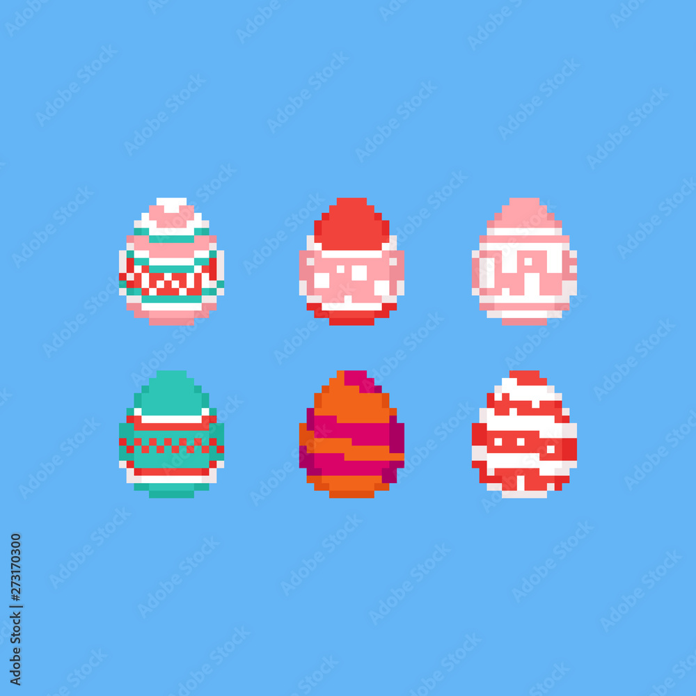 Pixel easter egg set.Easter day.8bit.