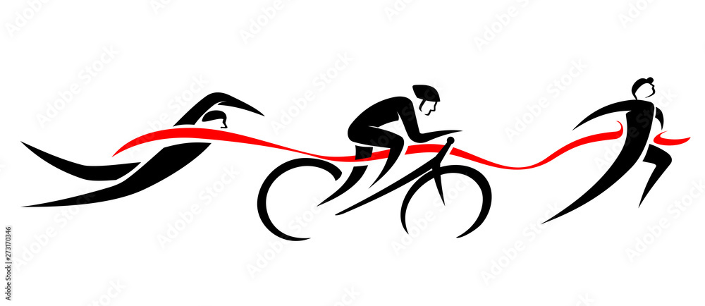 Triathlon Event, Swim Bike Run Abstract Stock Vector | Adobe Stock