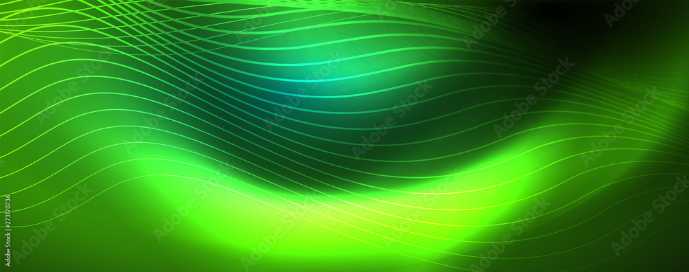 Shiny neon vector wave line abstract background, motion concept