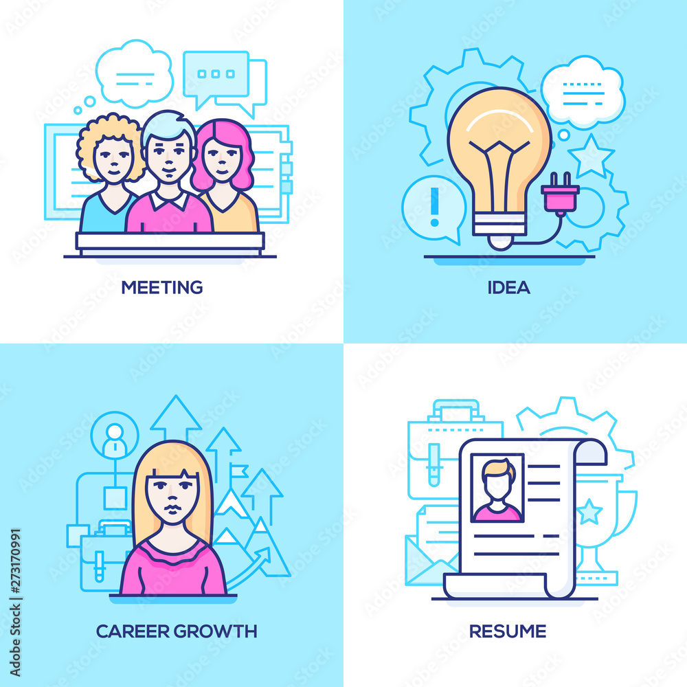 Business - set of line design style colorful illustrations Business - set of line design style colorful illustrations